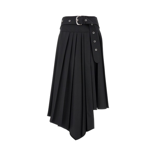Pleated Rib Swinton Skirt in Black