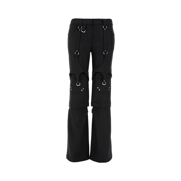 CELINE Black High Rise Silk/Wool Straight Leg Cargo Pants Trousers Sz EUR 34