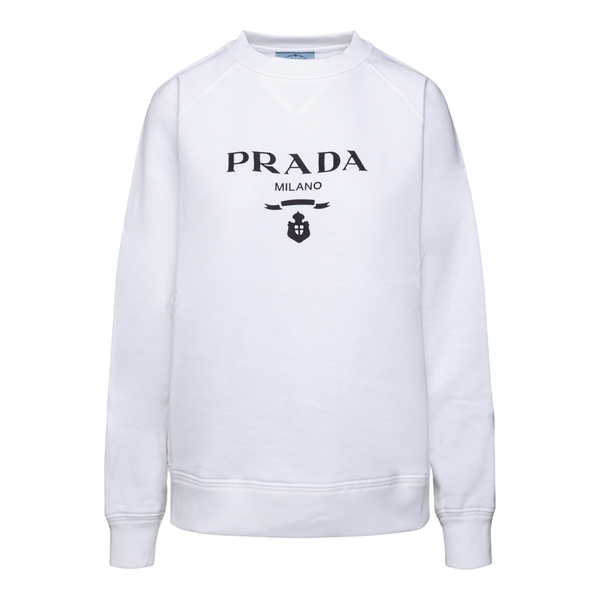 White sweatshirt with brand name print Prada | Ratti Boutique