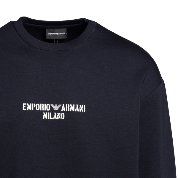 Dark blue sweatshirt with print Emporio Armani | Ratti Boutique