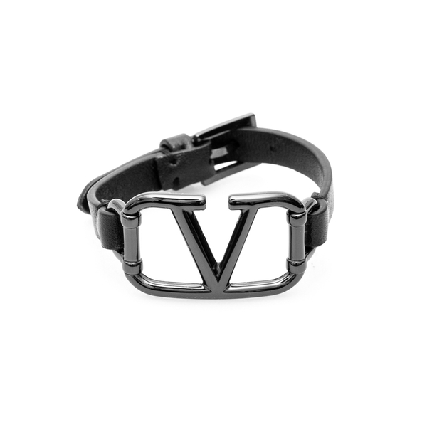 Valentino Garavani Crystal-Embellished VLogo Buckled Bracelet in Black  Calfskin Leather Pony-style calfskin ref.1044500 - Joli Closet