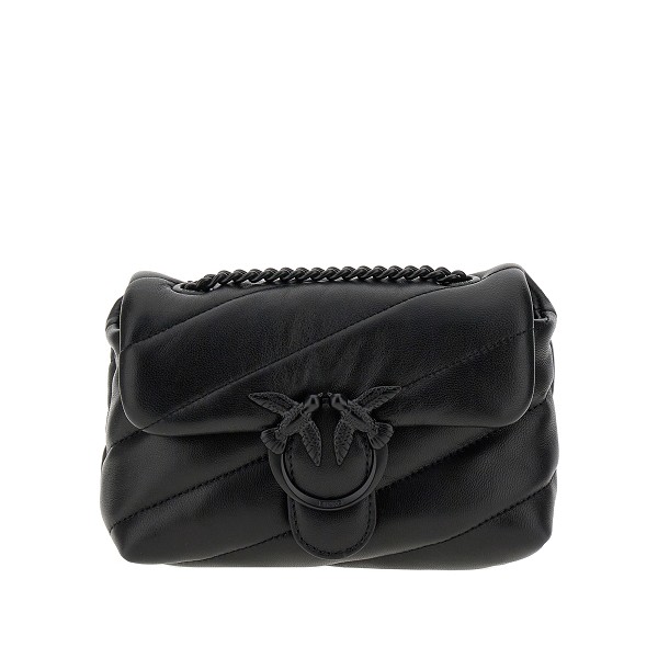 PINKO Mini Satchel Bag in satin with fringe | Black Women's Handbag | YOOX