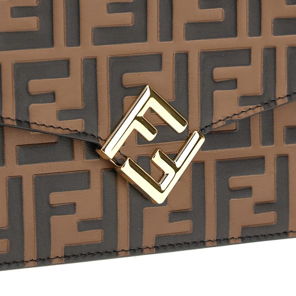 FF Diamonds Wallet On Chain Leather Brown