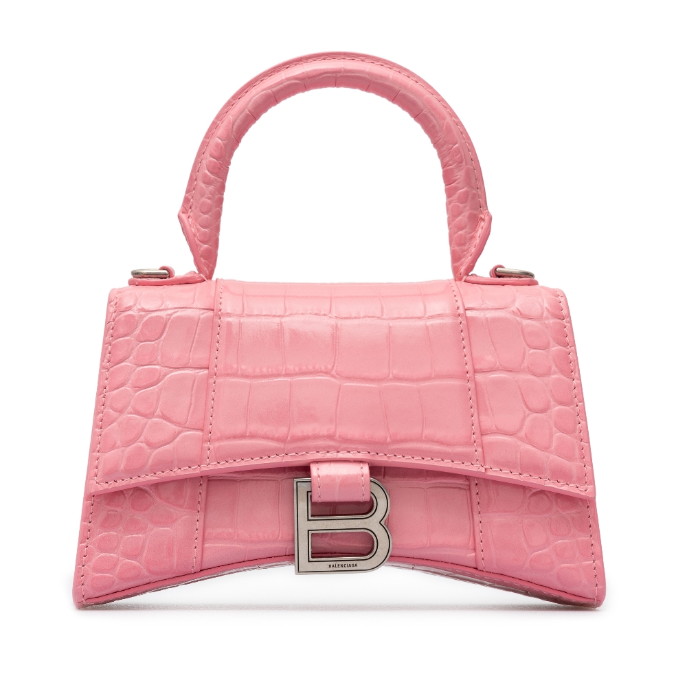 Pink Hourglass XS logoprint denim crossbody bag  Balenciaga   MATCHESFASHION US