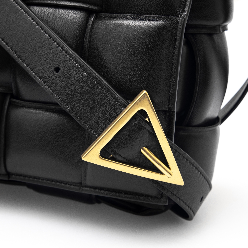 Bottega Veneta Small Clicker Shoulder Bag 1019 Black-M Brass
