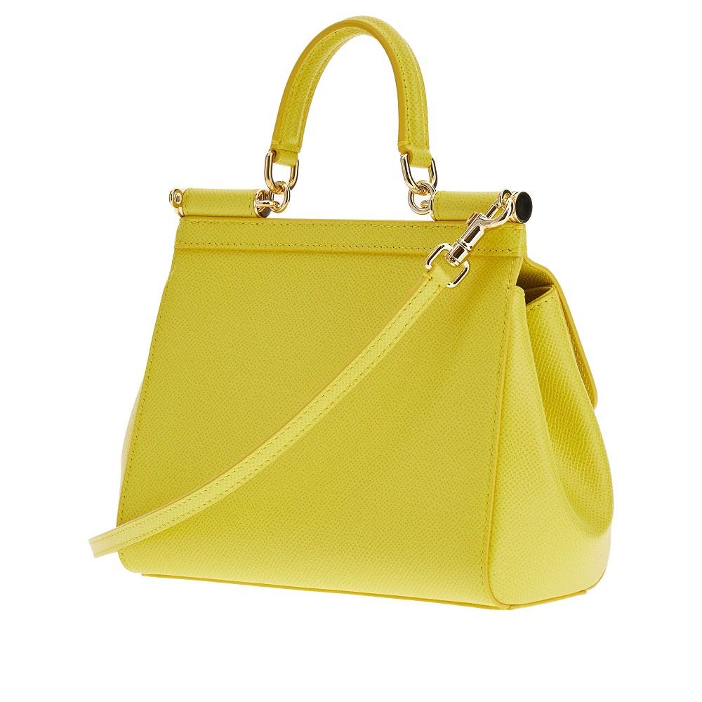 Yellow Sicily small dauphine-leather handbag