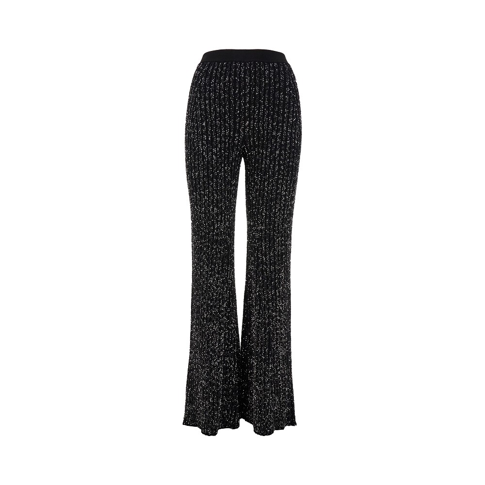 STINE GOYA Sequin-embellished metallic ribbed-knit wide-leg pants | Sale up  to 70% off | THE OUTNET