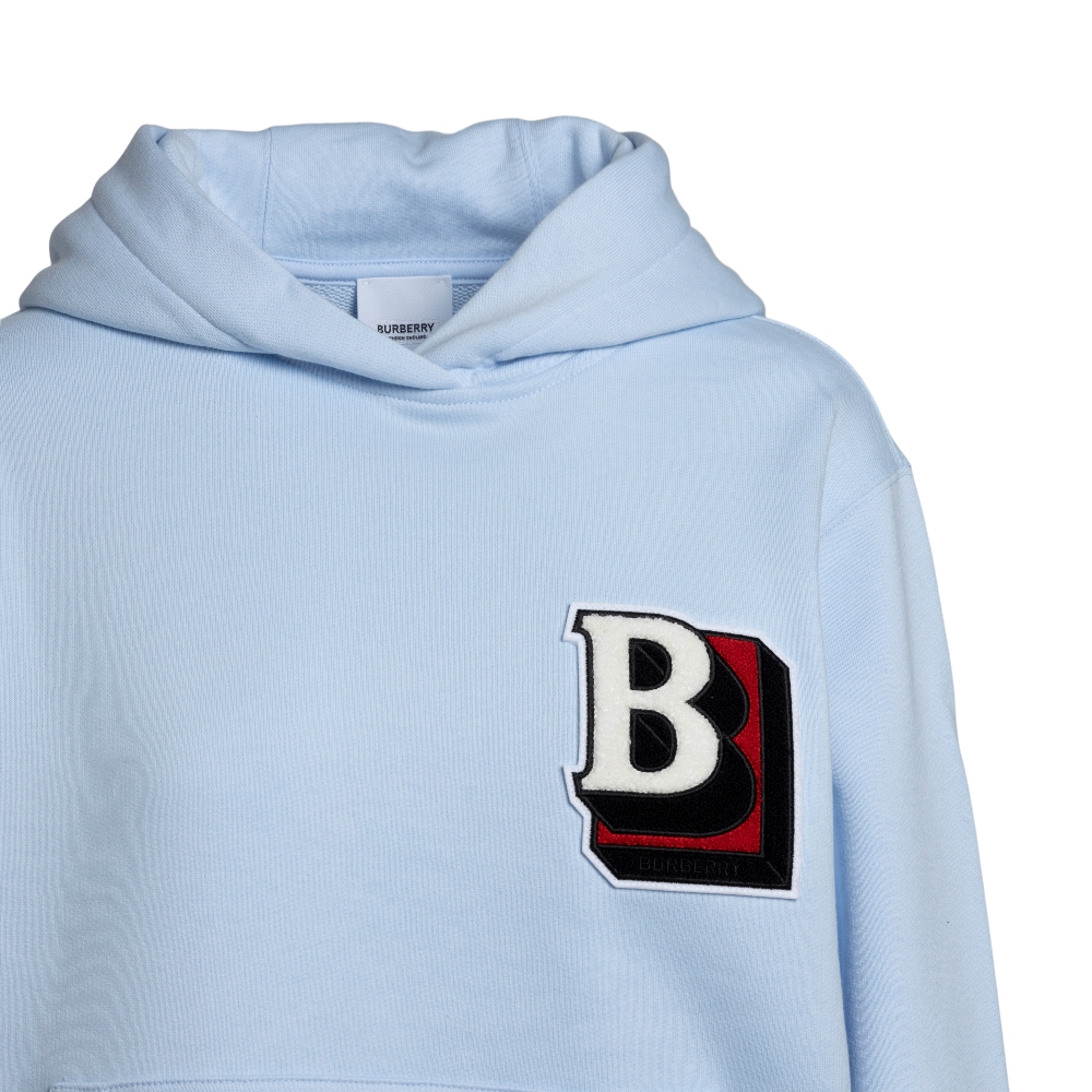 Light blue sweatshirt with logo patch Burberry | Ratti Boutique