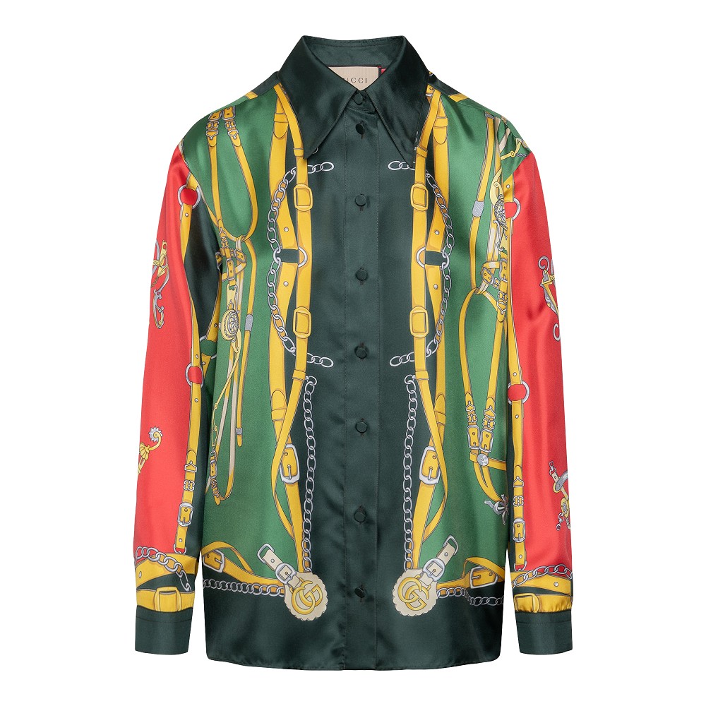 Bridles print silk shirt Gucci | Ratti Boutique