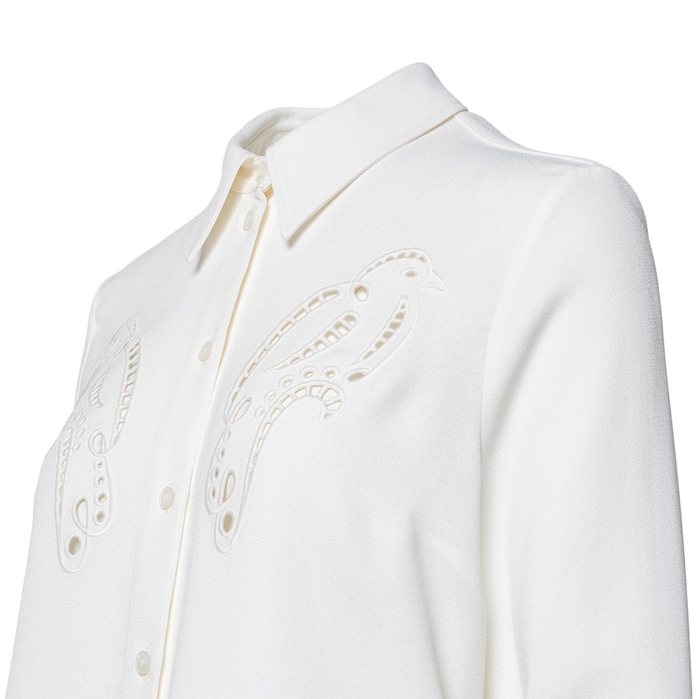 Stella Mccartney White Embroidered Bird Shirt In Bianco